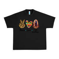 Black Peace Love Lady Of Guadalupe Urban Heavy Tee - RanaPortraitStore