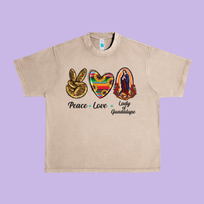 Peace Love Lady Of Guadalupe Urban Heavy Tee Designed By Ranaportraitstore