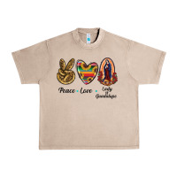 French Oak Peace Love Lady Of Guadalupe Urban Heavy Tee - RanaPortraitStore
