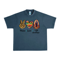 Midnight Navy Peace Love Lady Of Guadalupe Urban Heavy Tee - RanaPortraitStore