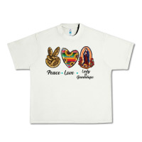 Pistachio Peace Love Lady Of Guadalupe Urban Heavy Tee - RanaPortraitStore