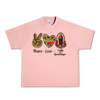 Salmon Peace Love Lady Of Guadalupe Urban Heavy Tee - RanaPortraitStore