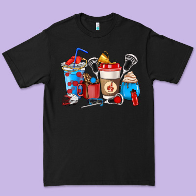 Lacrosse Coffee Cups Premium Tee Designed By Howdyjamesfarm