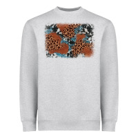 Heather Grey leopard cowhide background Heavyweight Sweatshirt - BarkalooDesign