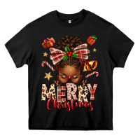 Black merry christmas afro messy bun Heavy Core Tee - texasbilliewilder