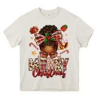 Cream merry christmas afro messy bun Heavy Core Tee - texasbilliewilder