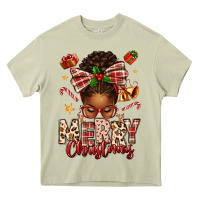 Mossy merry christmas afro messy bun Heavy Core Tee - texasbilliewilder