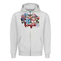 Dove Grey Red whıte boujee Zipper Hoodie - AdoDesignShop