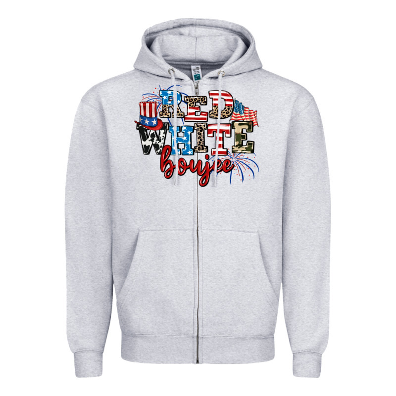 Red Whıte Boujee Zipper Hoodie by AdoDesignShop | Teevron
