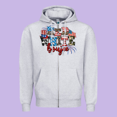Red Whıte Boujee Zipper Hoodie Designed By Adodesignshop