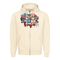 Sandshell Red whıte boujee Zipper Hoodie - AdoDesignShop