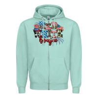 Seafoam Red whıte boujee Zipper Hoodie - AdoDesignShop