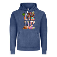Vintage Denim Tie dye easter love dog paw Vintage Hoodie - BundleAndBundleShop