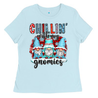 Baby Blue chillin with my gnomies Ladies Tee - CowGirlArtShop