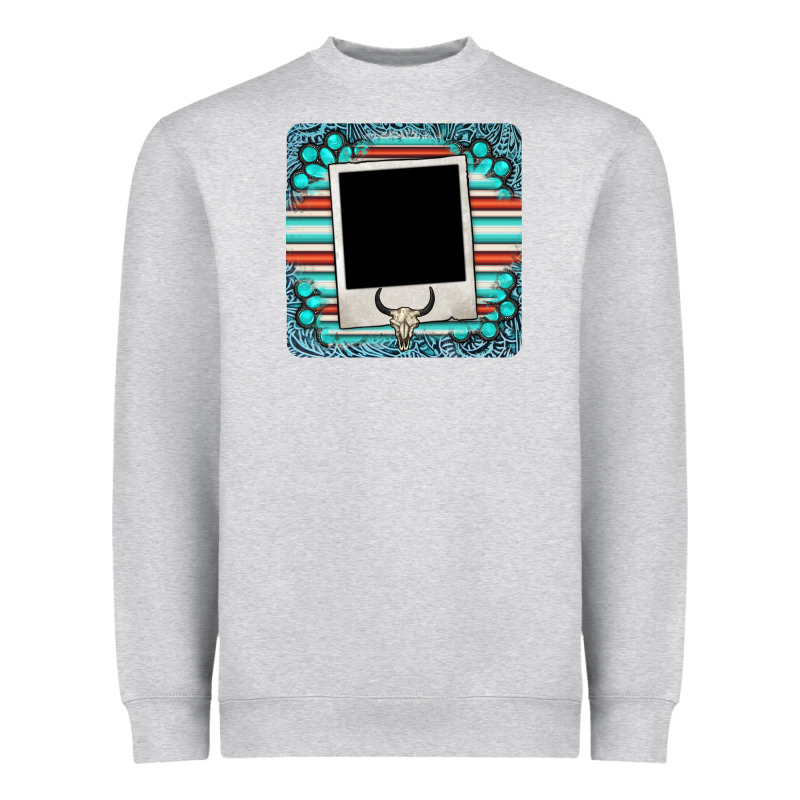 Gemstone Turquoise Serape Custom Photo Frame Coaster Heavyweight Sweatshirt by BarkalooDesign | Teevron