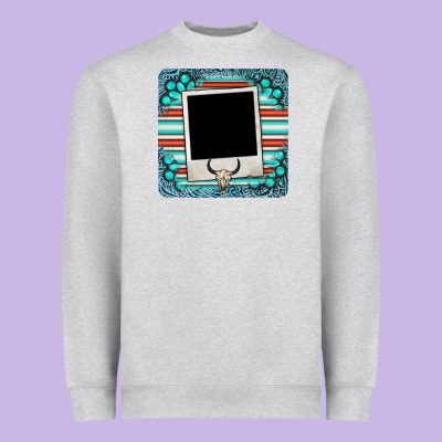 Gemstone Turquoise Serape Custom Photo Frame Coaster Heavyweight Sweatshirt Designed By Barkaloodesign