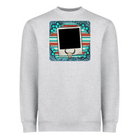 Heather Grey gemstone turquoise serape custom photo frame coaster Heavyweight Sweatshirt - BarkalooDesign