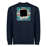 Navy gemstone turquoise serape custom photo frame coaster Heavyweight Sweatshirt - BarkalooDesign