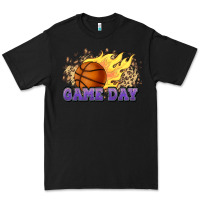 Black game day basketball leopard flames fireball Premium Tee - HowdyJamesFarm