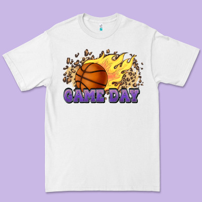 Game Day Basketball Leopard Flames Fireball Premium Tee Designed By Howdyjamesfarm