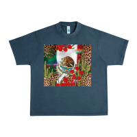 Midnight Navy Mexico flag Urban Heavy Tee - FaDigitalArtStudio