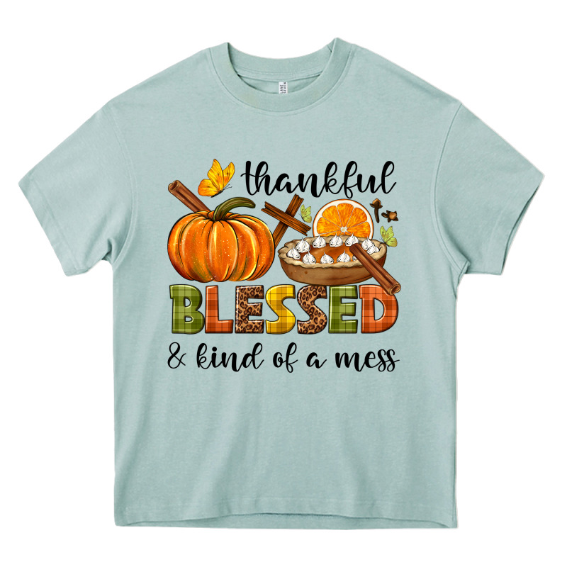Thankful Blessed And Kind Of A Mess Heavy Core Tee by NancyCooperArtShop | Teevron