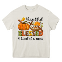 Cream Thankful blessed and kind of a mess Heavy Core Tee - NancyCooperArtShop