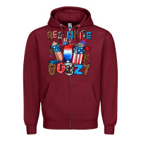 Burgundy red white boozy Zipper Hoodie - AdoDesignShop