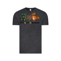 Vintage Black peace love dachshund Vintage Tee - RanaPortraitStore