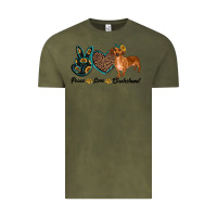 Vintage Olive peace love dachshund Vintage Tee - RanaPortraitStore