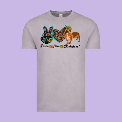 Peace Love Dachshund Vintage Tee Designed By Ranaportraitstore
