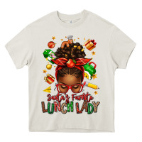 Cream santas favorite lunch lady afro messy bun Heavy Core Tee - texasbilliewilder