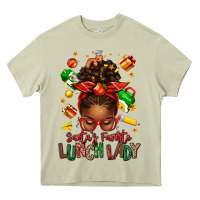 Mossy santas favorite lunch lady afro messy bun Heavy Core Tee - texasbilliewilder