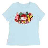 Baby Blue joy snowman Ladies Tee - CowGirlArtShop