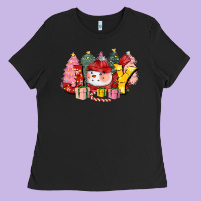 Joy Snowman Ladies Tee Designed By Cowgirlartshop