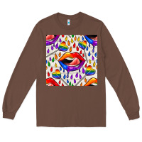 Chestnut Pride lgbtq lips and heart lollipop seamless patte Long Sleeve Tee - BundleAndBundleShop