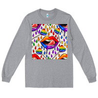 Heather Grey Pride lgbtq lips and heart lollipop seamless patte Long Sleeve Tee - BundleAndBundleShop