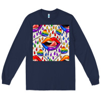 Pride Lgbtq Lips And Heart Lollipop Seamless Patte Long Sleeve Tee | Teevron