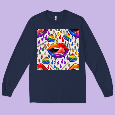 Pride Lgbtq Lips And Heart Lollipop Seamless Patte Long Sleeve Tee Designed By Bundleandbundleshop