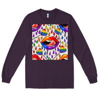 Plum Pride lgbtq lips and heart lollipop seamless patte Long Sleeve Tee - BundleAndBundleShop
