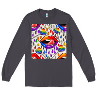 Smoke Pride lgbtq lips and heart lollipop seamless patte Long Sleeve Tee - BundleAndBundleShop