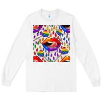 White Pride lgbtq lips and heart lollipop seamless patte Long Sleeve Tee - BundleAndBundleShop