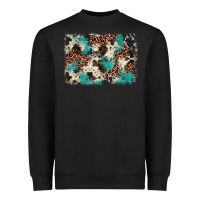 Black turquoise glitter cowhide background Heavyweight Sweatshirt - BarkalooDesign