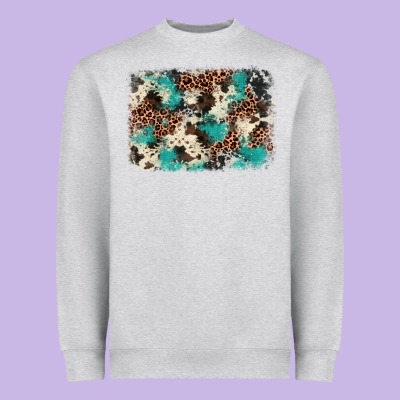 Turquoise Glitter Cowhide Background Heavyweight Sweatshirt Designed By Barkaloodesign