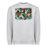 Heather Grey turquoise glitter cowhide background Heavyweight Sweatshirt - BarkalooDesign
