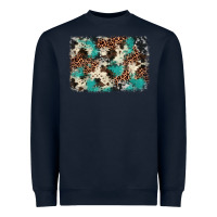 Navy turquoise glitter cowhide background Heavyweight Sweatshirt - BarkalooDesign