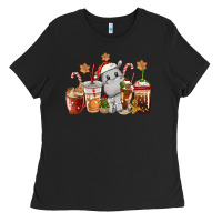 Black hippopotamus coffee cups christmas Ladies Tee - CowGirlArtShop