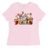 Bubblegum Pink hippopotamus coffee cups christmas Ladies Tee - CowGirlArtShop