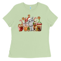Matcha hippopotamus coffee cups christmas Ladies Tee - CowGirlArtShop