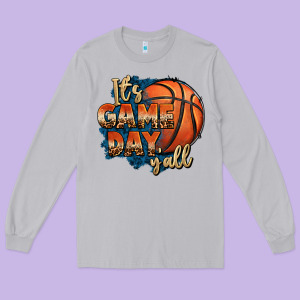 It's Game Day Y'all Basketball Long Sleeve Tee Designed By Fadigitalartstudio